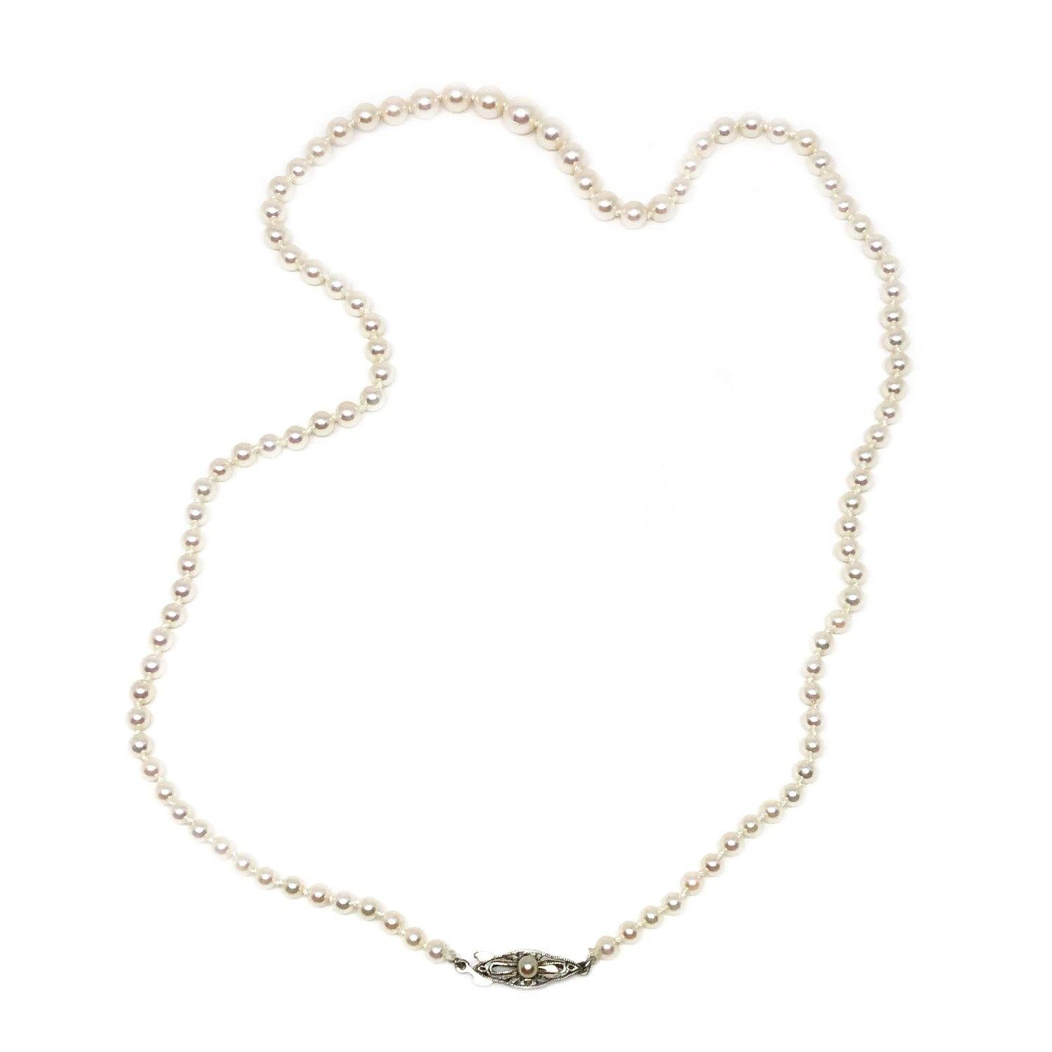 Deco Japanese Saltwater Cultured Akoya Pearl Baroque Necklace - Sterling Silver 21.50 Inch
