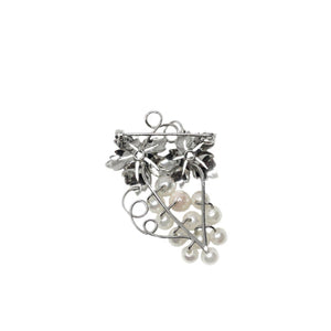 Cluster Grape Japanese Saltwater Akoya Cultured Pearl Brooch- Sterling Silver
