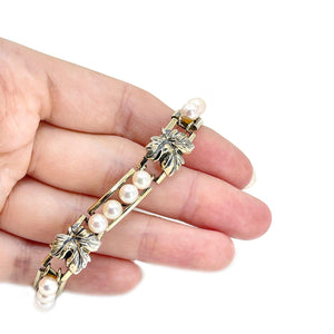 Grape Floral Japanese Saltwater Akoya Cultured Pearl Bracelet- Sterling Silver 18K