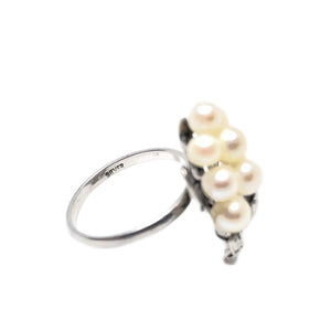 Grape Japanese Saltwater Akoya Cultured Pearl Ring- Sterling Silver Sz 7 1/4