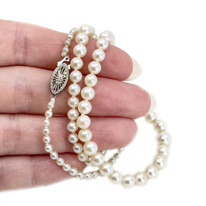Starburst Graduated Japanese Saltwater Cultured Akoya Pearl Strand - 10K White Gold 18.75 Inch