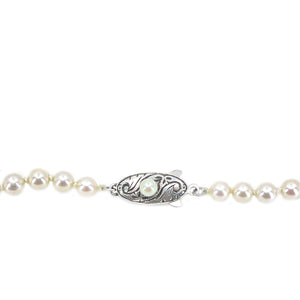 Vintage Art Deco Japanese Saltwater Cultured Akoya Pearl Graduated Necklace - Sterling Silver 19.75 Inch