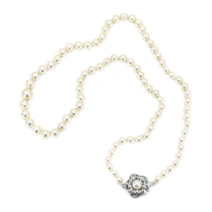 High Quality Mid-Century Japanese Saltwater Akoya Cultured Pearl Graduated Vintage Necklace- Sterling Silver 20 Inch