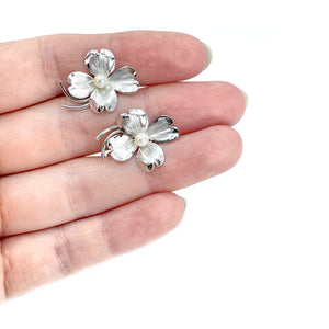 Dogwood Harry S. Bick Akoya Saltwater Cultured Pearl Screwback Earrings- Sterling Silver