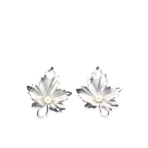 Maple Leaf Harry S. Bick Akoya Saltwater Cultured Pearl Screwback Earrings- Sterling Silver
