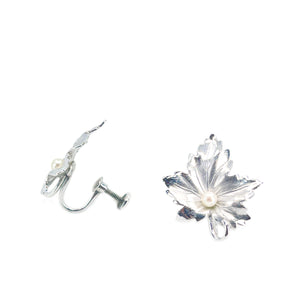 Maple Leaf Harry S. Bick Akoya Saltwater Cultured Pearl Screwback Earrings- Sterling Silver