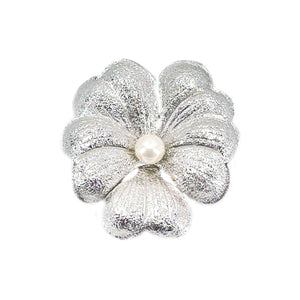Harry S. Bick Japanese Saltwater Cultured Akoya Pearl Pansy Brooch- Sterling Silver