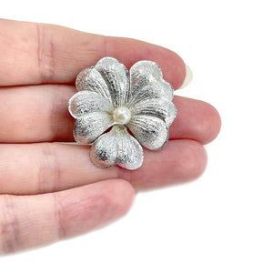 Harry S. Bick Japanese Saltwater Cultured Akoya Pearl Pansy Brooch- Sterling Silver