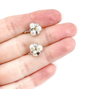De Curtis Hearts Akoya Saltwater Cultured Pearl Screwback Earrings- Sterling Silver