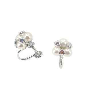 De Curtis Hearts Akoya Saltwater Cultured Pearl Screwback Earrings- Sterling Silver