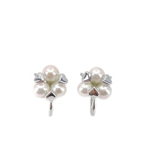 De Curtis Hearts Akoya Saltwater Cultured Pearl Screwback Earrings- Sterling Silver
