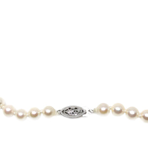 Imperial Mid Century Modern Japanese Cultured Akoya Pearl Strand - 14K White Gold 25 Inch