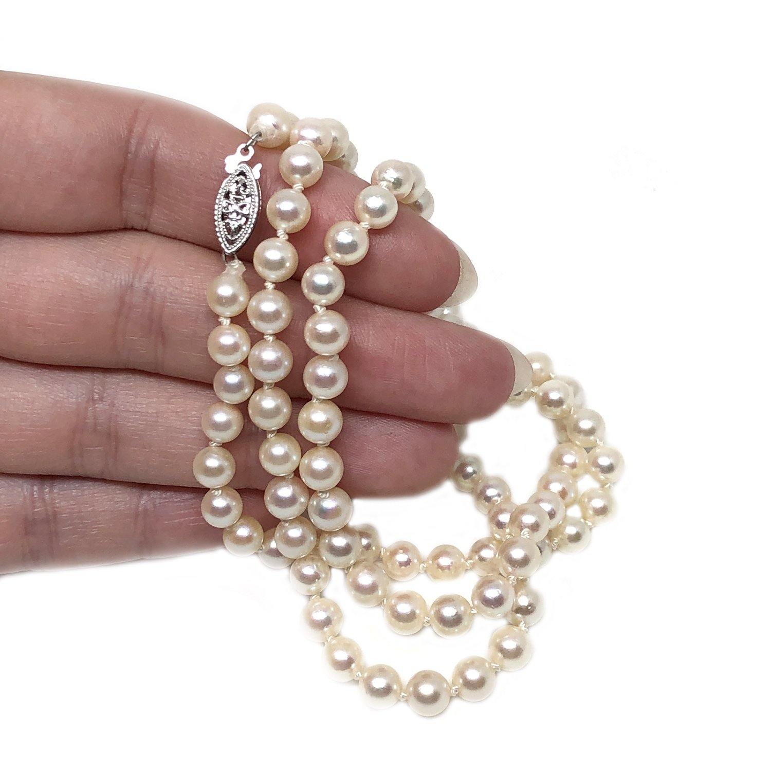 Imperial Mid Century Modern Japanese Cultured Akoya Pearl Strand - 14K ...