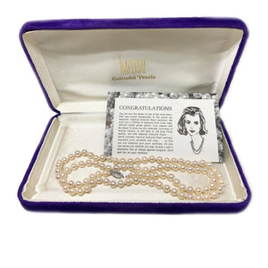 Imperial Mid Century Modern Japanese Cultured Akoya Pearl Strand - 14K White Gold 25 Inch
