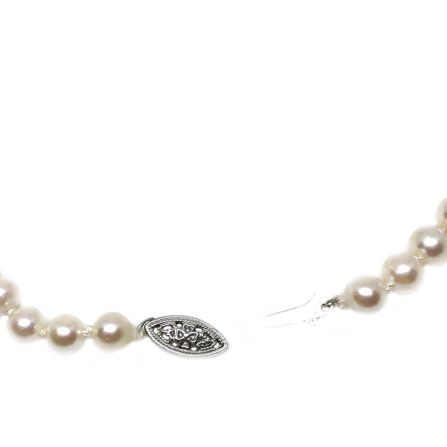 Imperial Mid Century Modern Japanese Cultured Akoya Pearl Strand - 14K White Gold 25 Inch