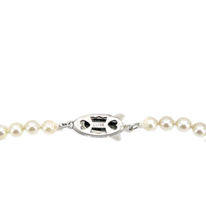 International Designer Japanese Saltwater Akoya Cultured Pearl Engraved Graduated Vintage Strand- Sterling Silver 16 Inch