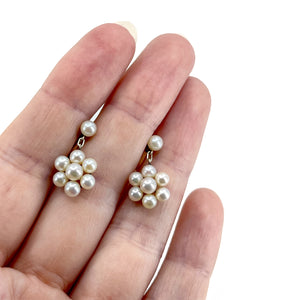 Retro Vintage Japanese Akoya Saltwater Cultured Pearl Screwback Earrings- 10K Yellow Gold