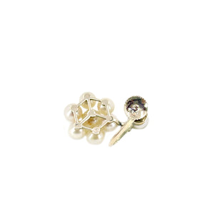 Retro Vintage Japanese Akoya Saltwater Cultured Pearl Screwback Earrings- 10K Yellow Gold