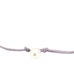 Kumihimo Braided Light Purple Silk Vintage Akoya Saltwater Cultured Pearl Adjustable Bracelet-Sterling Silver