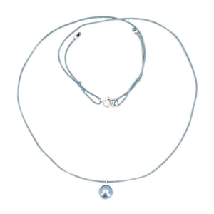 Kumihimo Braided Light Blue Silk Vintage Blue Akoya Saltwater Cultured Pearl Adjustable Necklace-Sterling Silver