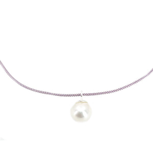 Kumihimo Braided Light Blue Silk Light Purple Akoya Saltwater Cultured Pearl Adjustable Necklace-Sterling Silver
