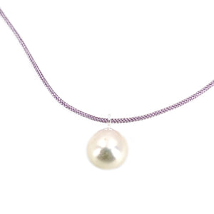 Kumihimo Braided Light Blue Silk Light Purple Large Akoya Saltwater Cultured Pearl Adjustable Necklace-Sterling Silver
