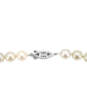 Deco Vintage Japanese Saltwater Cultured Akoya Pearl Necklace - Sterling Silver 17.75 Inch