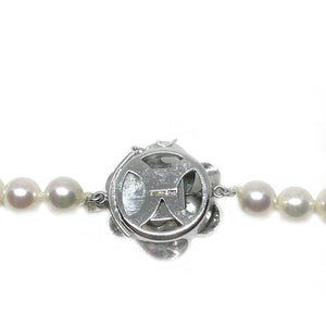 Mid Century Floral Japanese Saltwater Cultured Akoya Pearl Strand - Silver Vintage 16.25 Inch