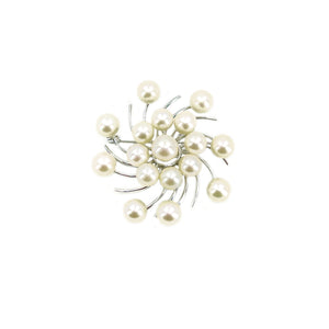 Atomic Era Mid-Century Swirl Japanese Saltwater Akoya Vintage Cultured Pearl Brooch- Sterling Silver