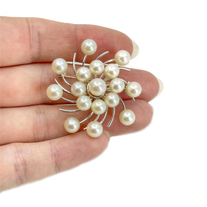 Atomic Era Mid-Century Swirl Japanese Saltwater Akoya Vintage Cultured Pearl Brooch- Sterling Silver