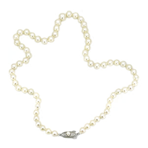 Large Cream Japanese Saltwater Cultured Akoya Pearl Graduated Vintage Necklace - Sterling Silver 19.50 Inch