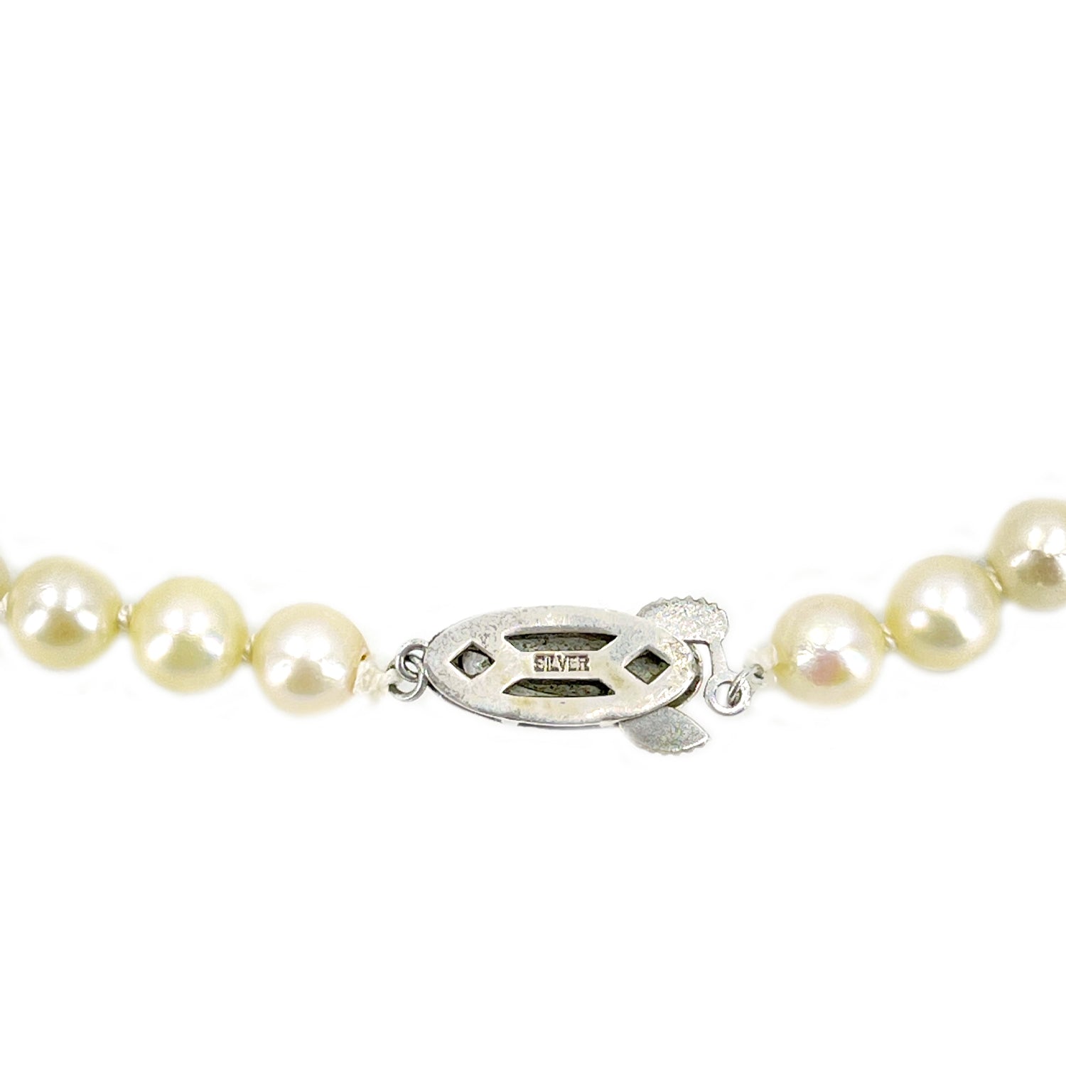 Large Cream Japanese Saltwater Cultured Akoya Pearl Graduated Vintage Necklace - Sterling Silver 19.50 Inch