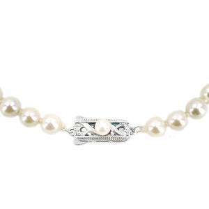 Rare Vintage Mikimoto Graduated Japanese Cultured Akoya Pearl Beaded Strand - Sterling Silver 19 Inch