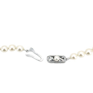Rare Vintage Mikimoto Graduated Japanese Cultured Akoya Pearl Beaded Strand - Sterling Silver 19 Inch