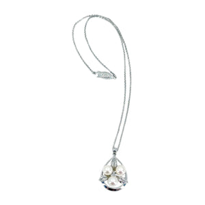 Nouveau Leaf Japanese Cultured Akoya Pearl Pendant Necklace- Sterling Silver 17 Inch
