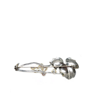 Branch Leaf Japanese Akoya Cultured Saltwater Pearl Brooch- Sterling Silver Back