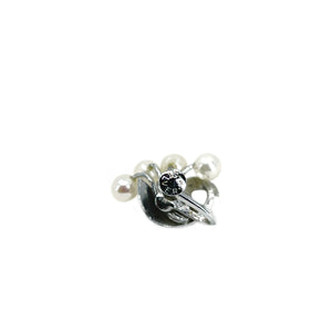 Swirl Modernist Akoya Saltwater Japanese Cultured Pearl Vintage Screwback Earrings- Sterling Silver