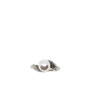 Leaf Japanese Saltwater Cultured Akoya Pearl Ring- Sterling Silver Sz 5