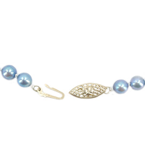 Flapper Blue Japanese Saltwater Akoya Cultured Pearl Opera Graduated Necklace - 14K Yellow Gold 49 Inch