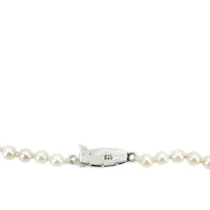 Art Deco Marcasite Japanese Saltwater Cultured Akoya Pearl Graduated Necklace - 835 Coin Silver 20.75 Inch
