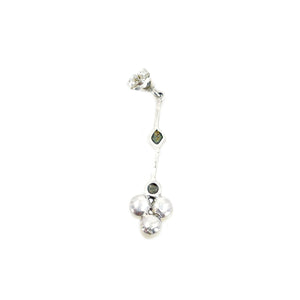 Deco Marcasite Antique Akoya Saltwater Cultured Pearl Pierced Drop Earrings- Sterling Silver