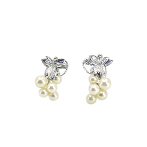 Maruwa Vintage Designer Akoya Saltwater Cultured Pearl Vintage Screwback Grape Earrings- Sterling Silver