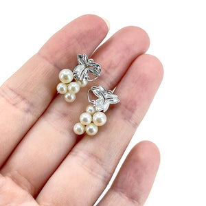 Maruwa Vintage Designer Akoya Saltwater Cultured Pearl Vintage Screwback Grape Earrings- Sterling Silver