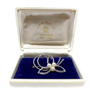 Maruwa Swirl Brooch Japanese Saltwater Cultured Akoya Pearl Brooch- Sterling Silver