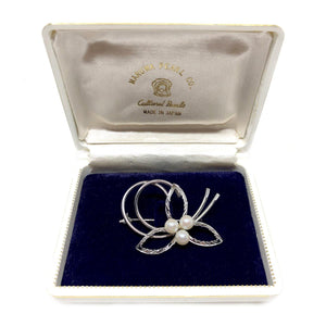 Maruwa Swirl Brooch Japanese Saltwater Cultured Akoya Pearl Brooch- Sterling Silver