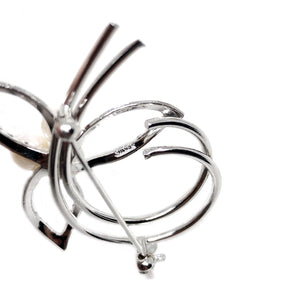 Maruwa Swirl Brooch Japanese Saltwater Cultured Akoya Pearl Brooch- Sterling Silver