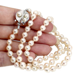 Modernist Retro Japanese Saltwater Cultured Akoya Baroque Pearl Necklace - Coin Silver 24.50 Inch
