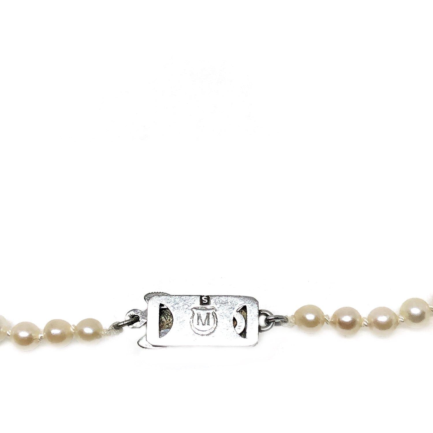 Mikimoto Graduated Japanese Cultured Akoya Pearl Strand - Sterling Silver 20 Inch