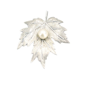Maple Leaf Mikimoto Akoya Saltwater Cultured Pearl Conversion Pendant- Sterling Silver