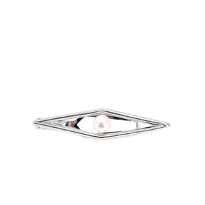 Vintage Mikimoto Designer Mid Century Modern Men's Japanese Saltwater Akoya Cultured Pearl Tie Bar- Sterling Silver